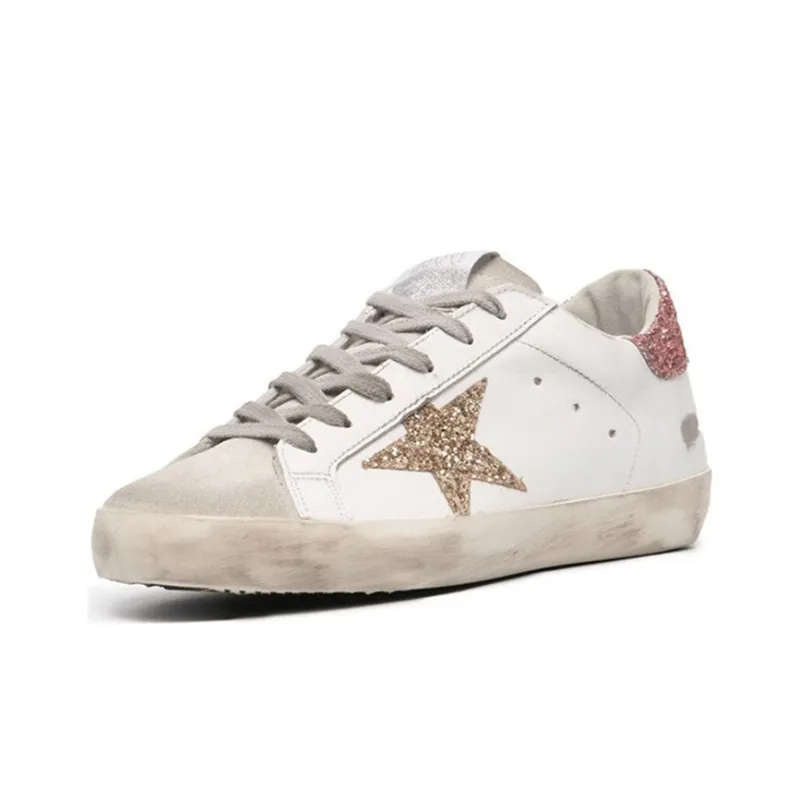 Golden Goose Super Star Stylish Skateboarding Shoes Women's White Pink-1