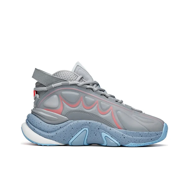 ANTA Casual Shoes Men Mid Top Light Gray/Medium Gray/Neon Bright Dark Red-1