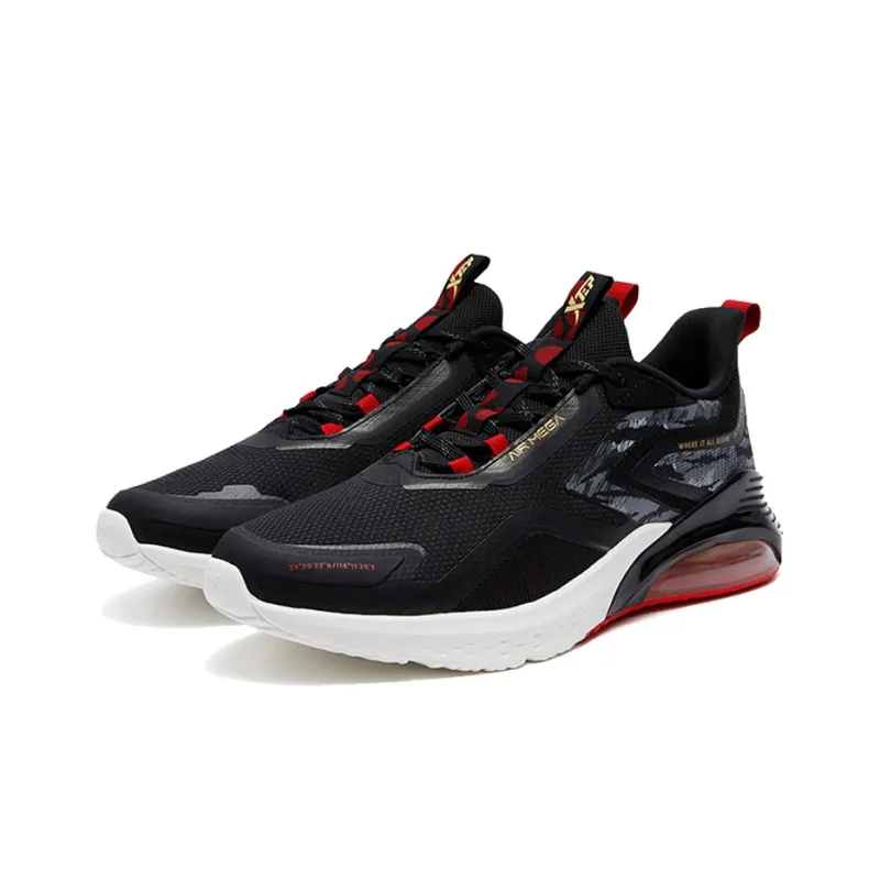 XTEP Cushioned Anti Slip And Wear Resistant Lightweight Low Top Running Shoes Men's Black Gray-1