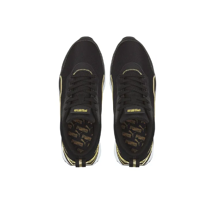 PUMA Cruise Rider Metallic Cushioned Slip-Resistant Lightweight Low-Top Casual Shoes Women's Black Gold-2
