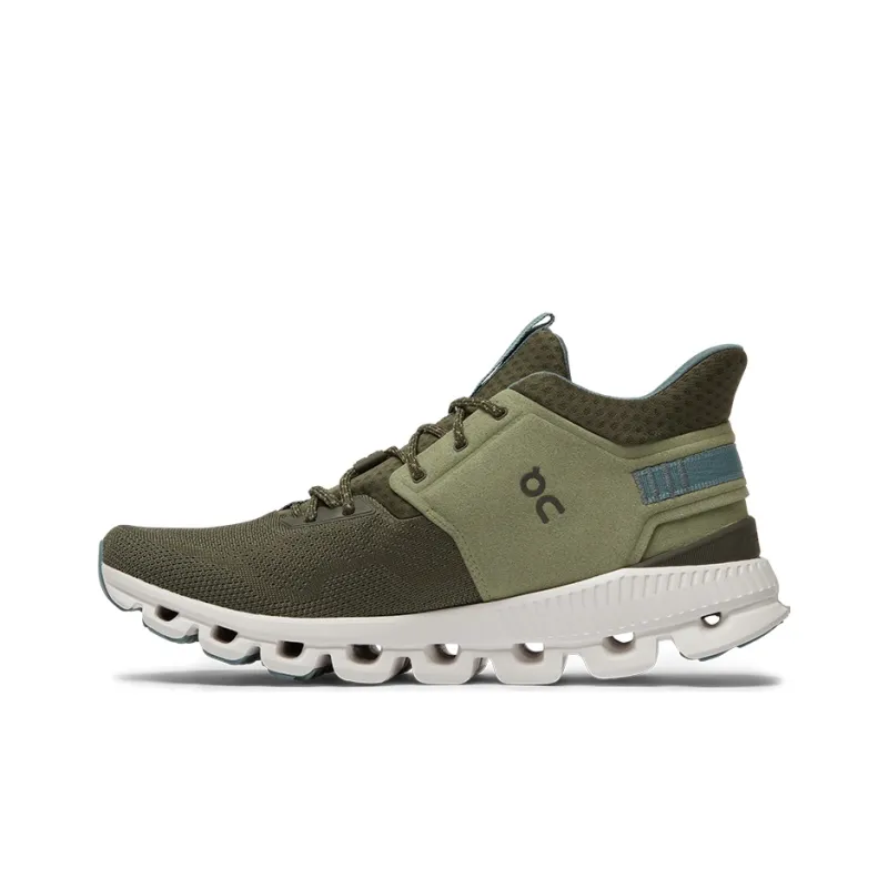 On Cloud Hi Running Shoes Men Low Top Gray Green-0
