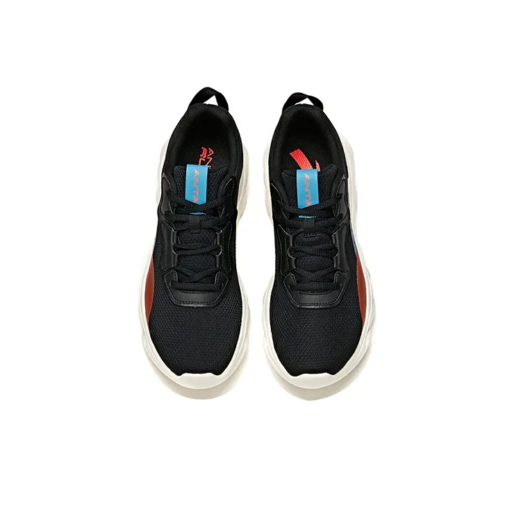 ANTA Running Shoes Men Low Top Black/Ice Blue/Red-2