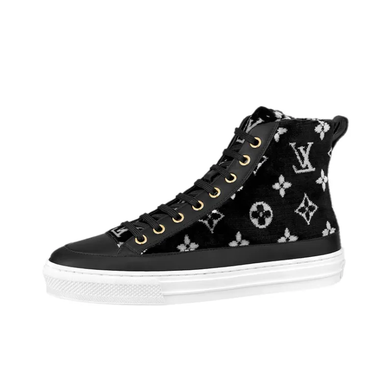 LOUIS VUITTON Stellar Ankle Sneakers 'Black White Monogram' Women's-0