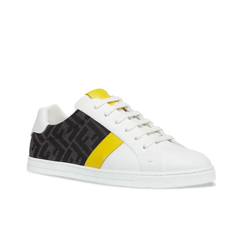FENDI Leather Low Top White Yellow-1