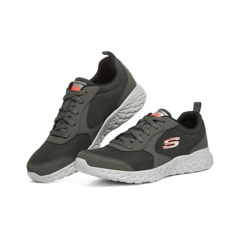 Skechers Cushioning Anti Slip Wear Resistant Breathability Low Top Running Shoes Men's Charcoal Gray-2