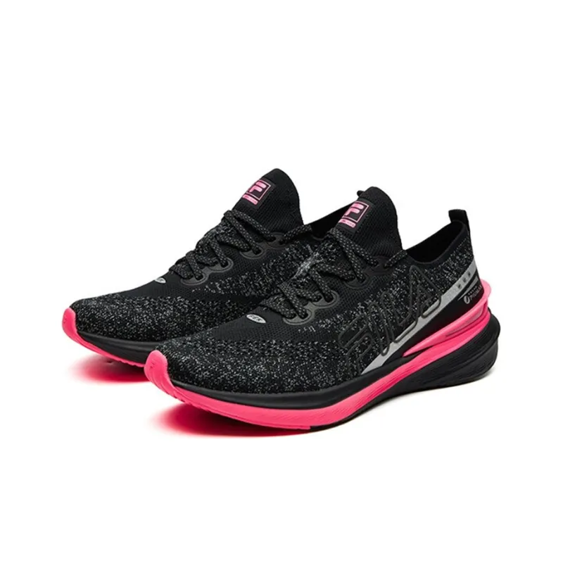 FILA Athletics Cushioning Anti-Slip Wear-Resistant Breathability Low-Top Marathon Running Shoes Women's Black Pink-3