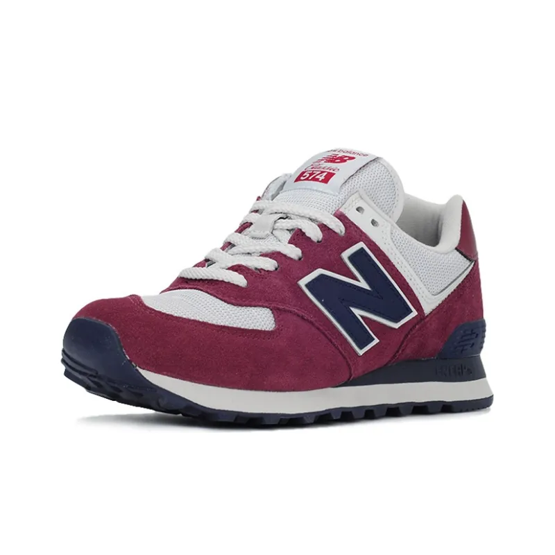 New Balance 574 Shoes Wine Red/White-1