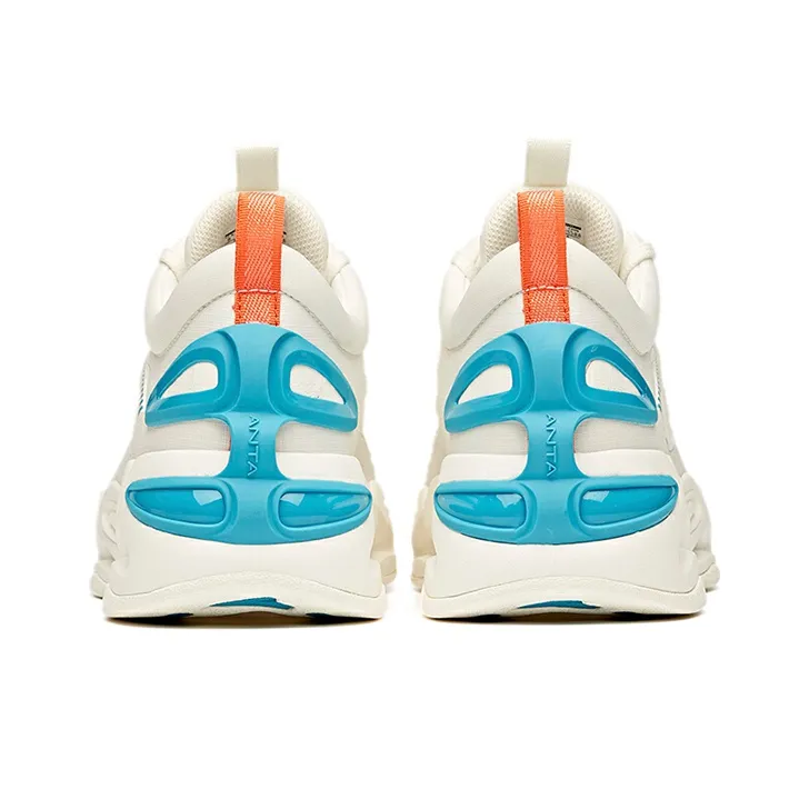 Anta Running Collection Cushioned Slip Resistant Abrasion Resistant Breathable Low Top Running Shoes Men's White Blue-3