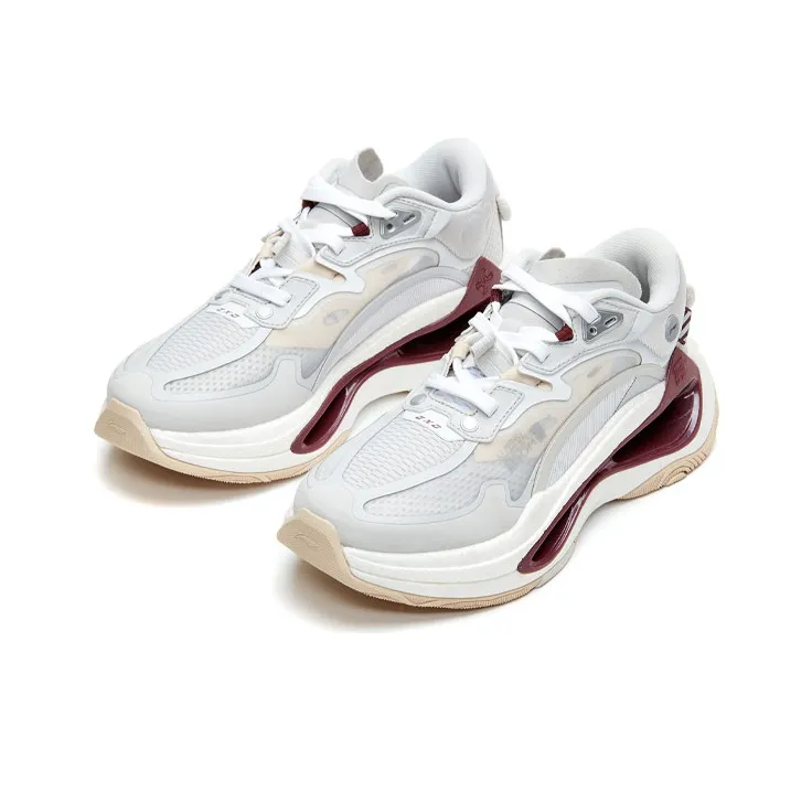 LiNing Running Shoes Women's Low Top White/Gray/Red-1