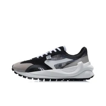 LiNing Cushioning Anti Slip Wear Resistant Breathable Lightweight Reflective Low Top Running Shoes Men's Black Gray