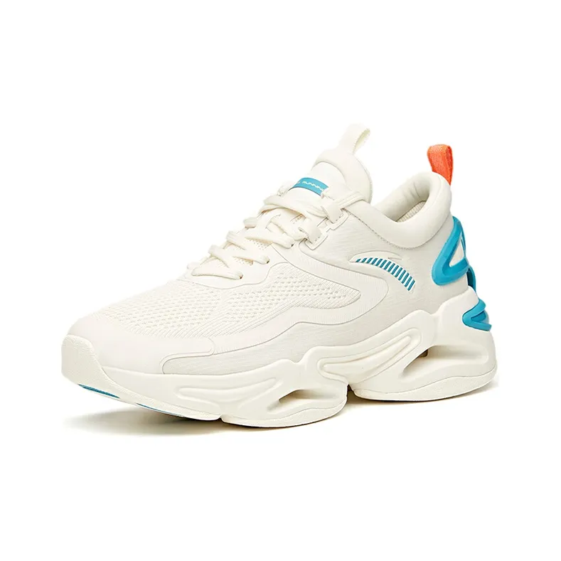 Anta Running Collection Cushioned Slip Resistant Abrasion Resistant Breathable Low Top Running Shoes Men's White Blue-1