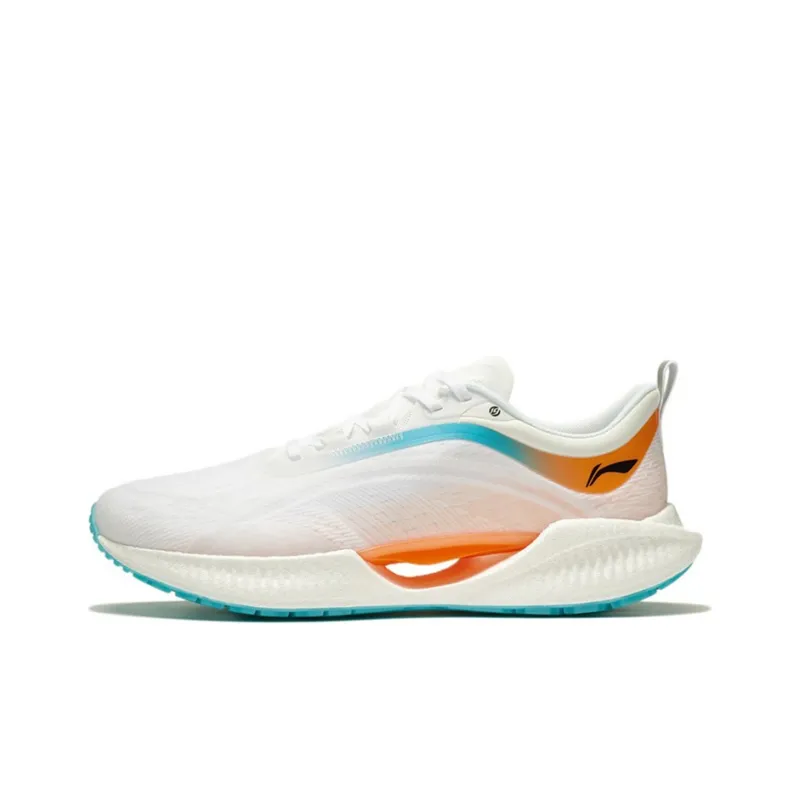 LINING Super Light 19 Running Shoes Men Low Top Standard White/Fluorescent Sweet Orange-0