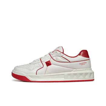 Valentino One Stud Low Top White Red Women's