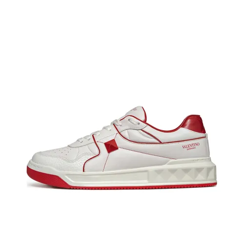 Valentino One Stud Low-Top White Red Women's