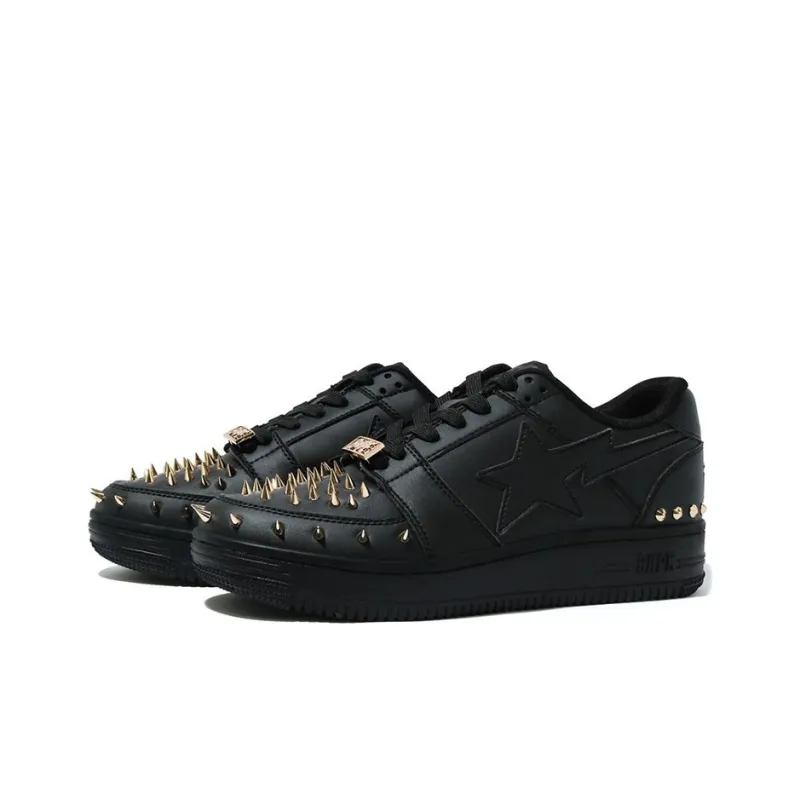 A BATHING APE STA Low Stylish Skateboarding Shoes Unisex Black-2
