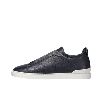 Zegna Triple Stitch Low Top Stylish Skateboarding Shoes Men's Dark Blue