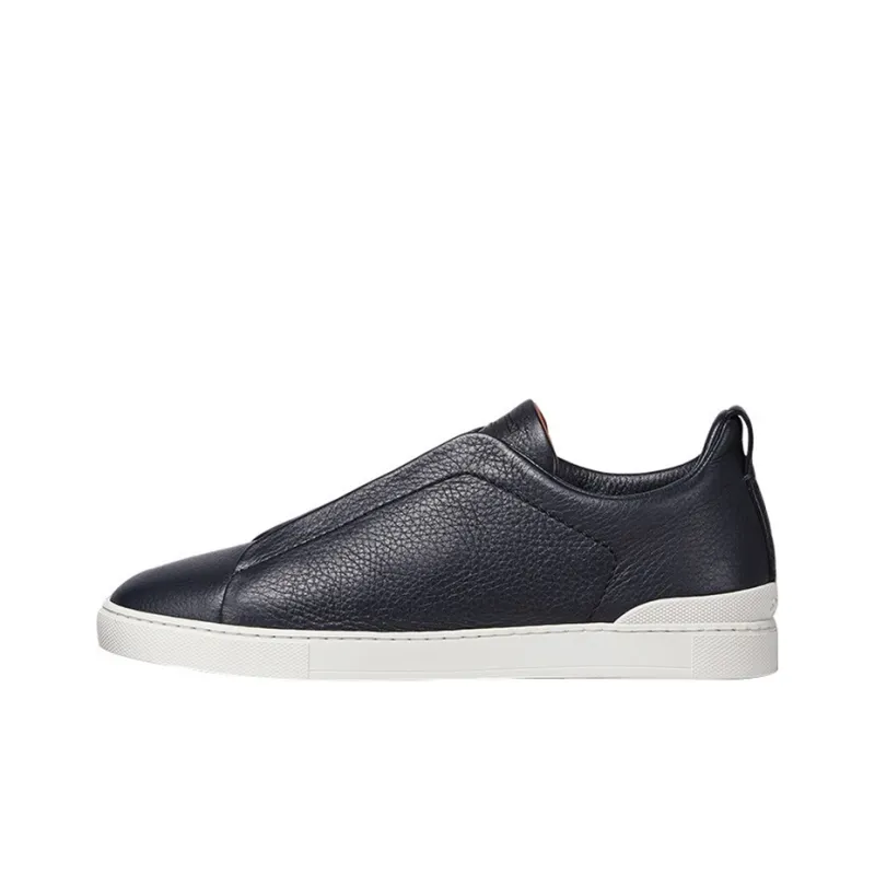 Zegna Triple Stitch Low Top Stylish Skateboarding Shoes Men's Dark Blue-0