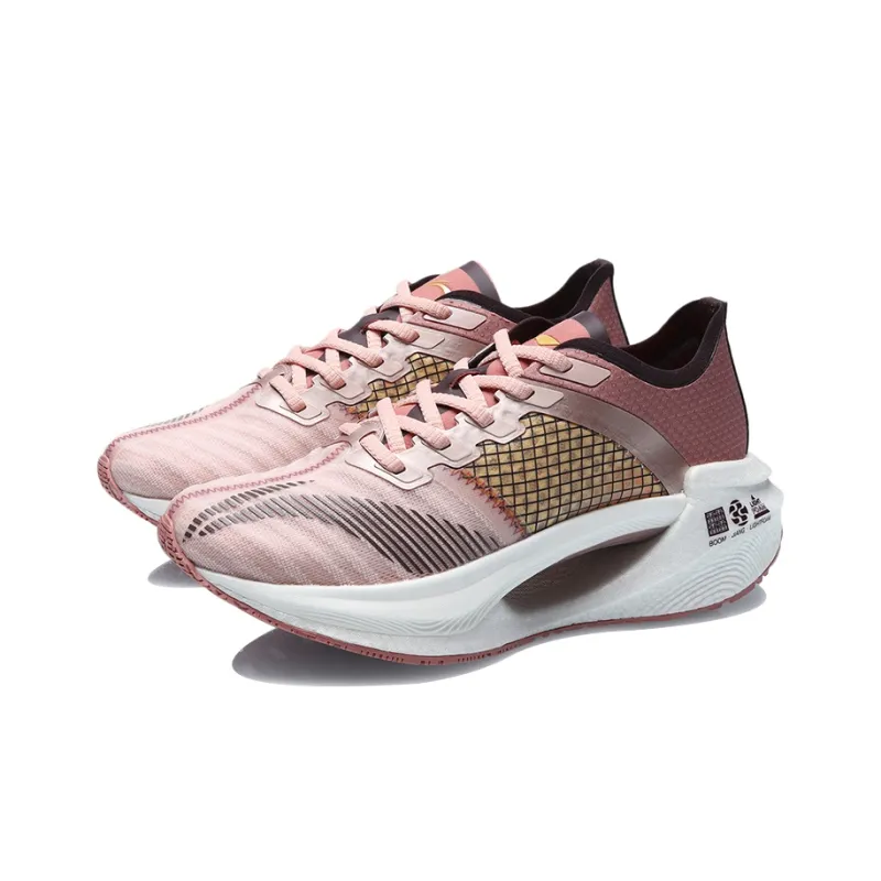 LiNing Jueying Essential Cushioning Breathable Low Top Running Shoes Women's Peach Orange Pink-2