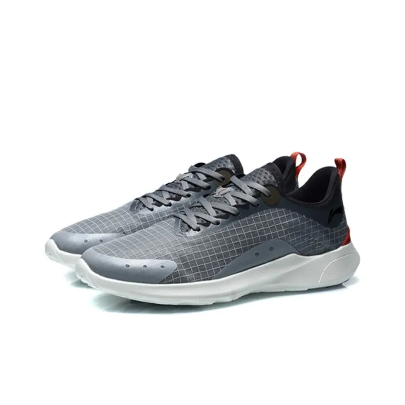LiNing Effortless Cushioned Anti Slip And Wear Resistant Lightweight Low Top Running Shoes Men's Stone Gray-2