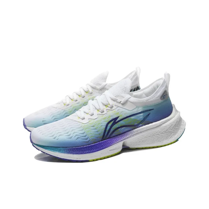 LINING Feidian Discovery Running Shoes Men Low Top White/Neon Blue Purple/Green-2