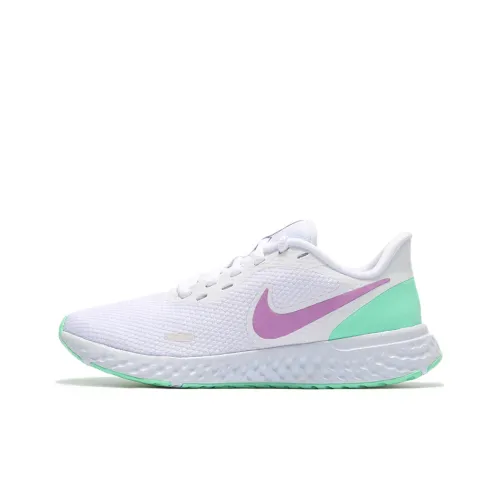 Nike REVOLUTION 5 Running Shoes Women's Low-Top White/Impact Purple/Radiant Green/Soccer Gray