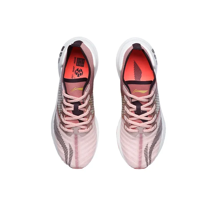 LiNing Jueying Essential Cushioning Breathable Low Top Running Shoes Women's Peach Orange Pink-3