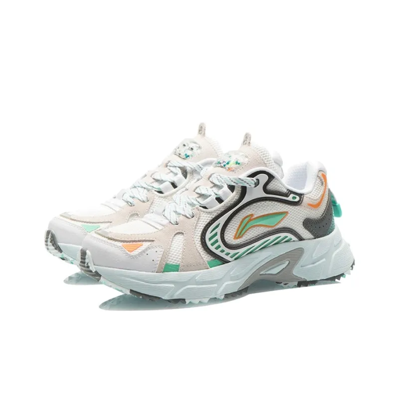 LINING Running Shoes Women's Low Top Standard White/Dark Gray Green-2