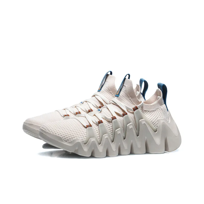 LiNing Phantom Stab Cushioning Anti-Slip Wear-Resistant Breathability Low-Top Running Shoes Men's Egg Cream Gray-2