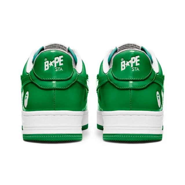 A BATHING APE STA Low Stylish Skateboarding Shoes Men's White Green-3