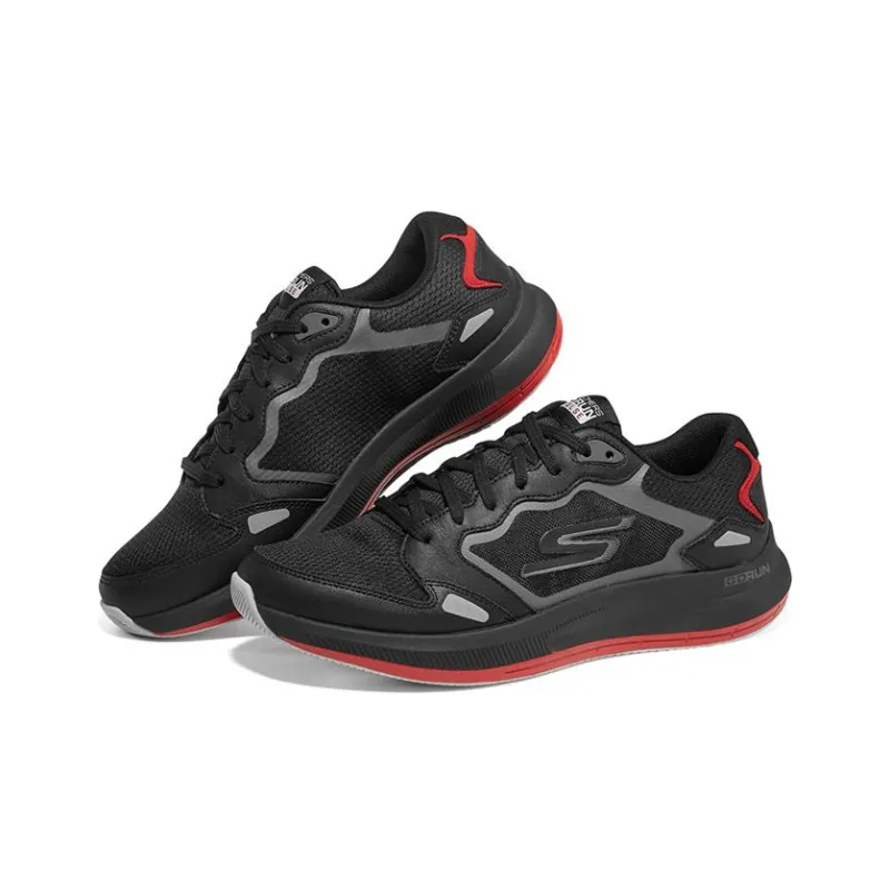 Skechers Go Run Pulse Cushioning Anti Slip Wear Resistant Breathability Low Top Running Shoes Men's Black Red-2