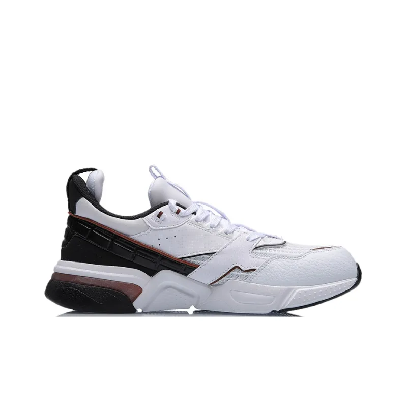LiNing 001 Anti Slip Wear Resistant Low Top Running Shoes Unisex White Black-1