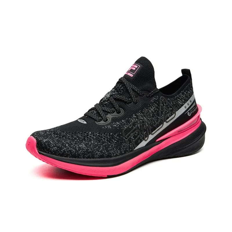FILA Athletics Cushioning Anti-Slip Wear-Resistant Breathability Low-Top Marathon Running Shoes Women's Black Pink-2