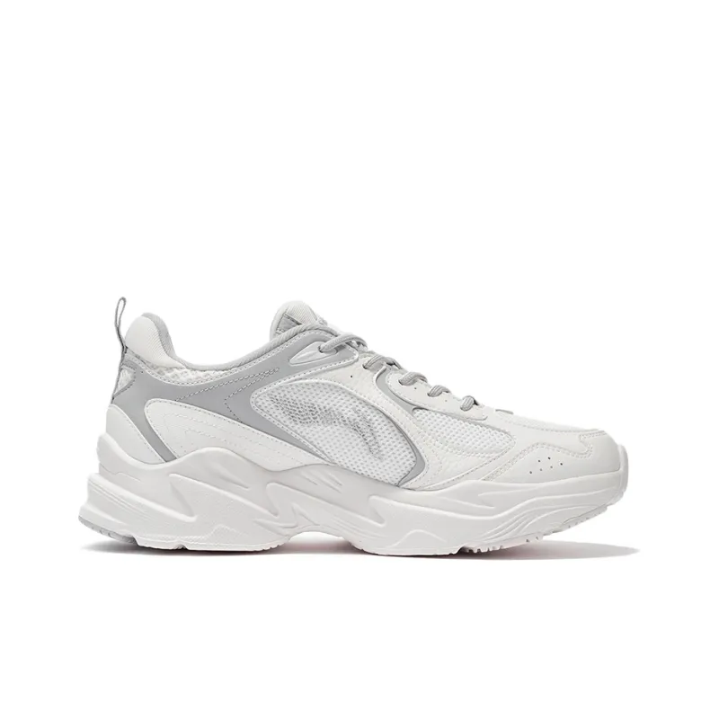 LiNing Cushioning Anti Slip And Wear Resistant Support Low Top Casual Running Shoes Men's White Gray-1