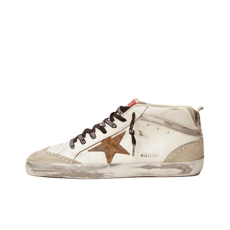 Golden Goose Mid Star Stylish Skateboarding Shoes Men's White Old-fashioned-0