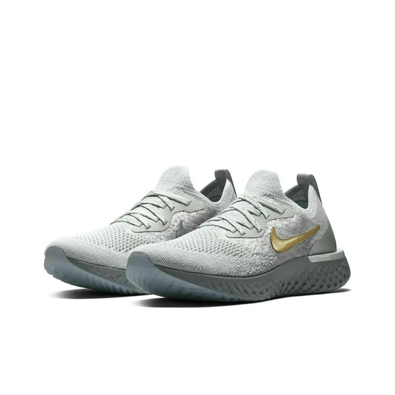 Nike Epic React Flyknit Vast Grey Metallic Gold Women's-2