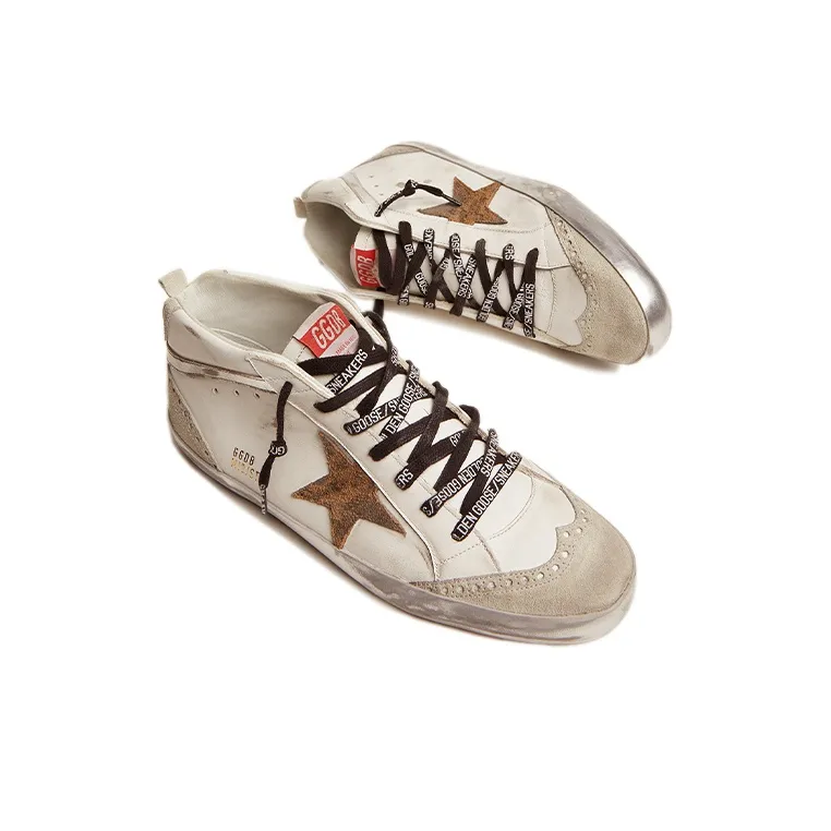 Golden Goose Mid Star Stylish Skateboarding Shoes Men's White Old-fashioned-2