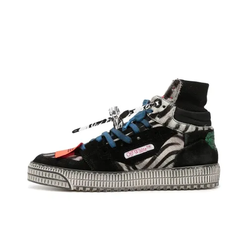 OFF-WHITE Off-Court Skateboard Shoes Men High-Top Zebra Print