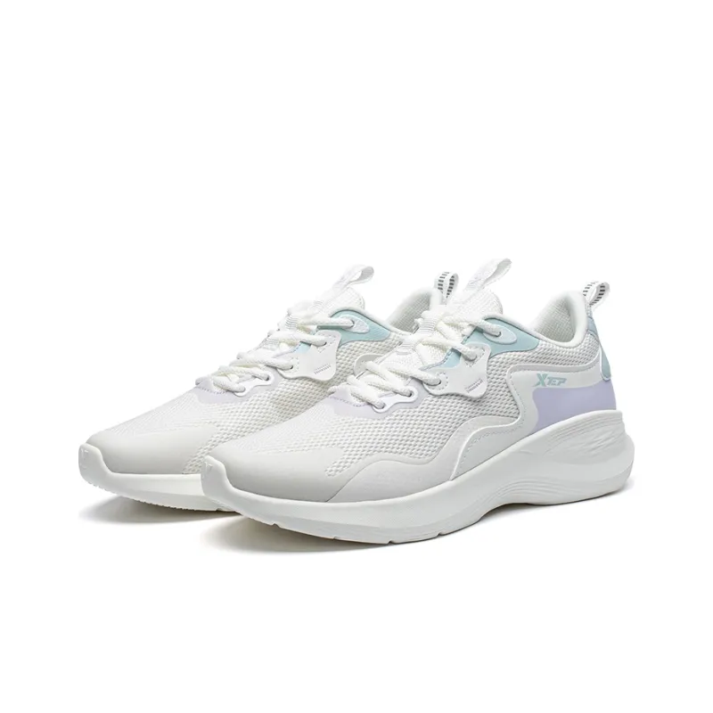 XTEP Cloud DC Cushioning Anti-Slip Wear-Resistant Breathability Low-Top Running Shoes Women's White Purple Green-2