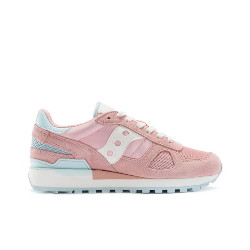 Saucony Shadow Original Cushioning Anti-Slip Wear-Resistant Breathability Low-Top Running Shoes Women's Pink Blue-1