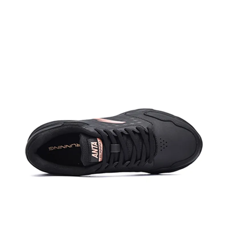 Anta Cushioned Slip Resistant Abrasion Resistant Low Top Casual Running Shoes Women's Black Pink-3