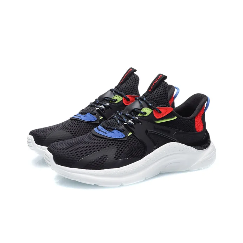 LiNing Liuyun Cushioning Anti Slip And Wear Resistant Low Top Running Shoes Black Red Blue-2