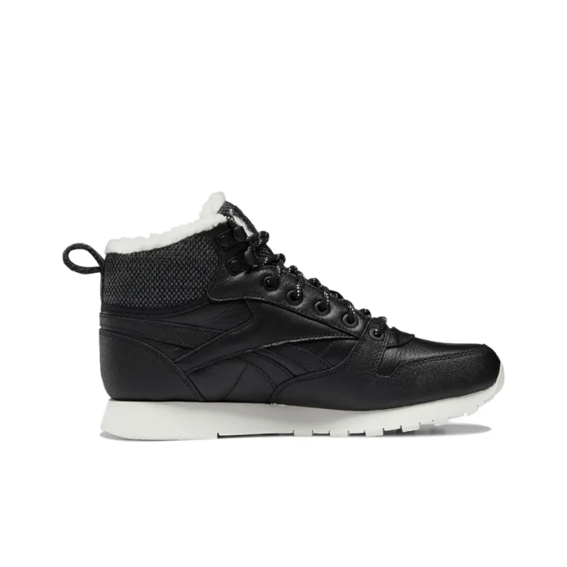 Reebok Classic Leather Arctic Wear-Resistant High-Top Running Shoes Women's Extreme Night Black-1