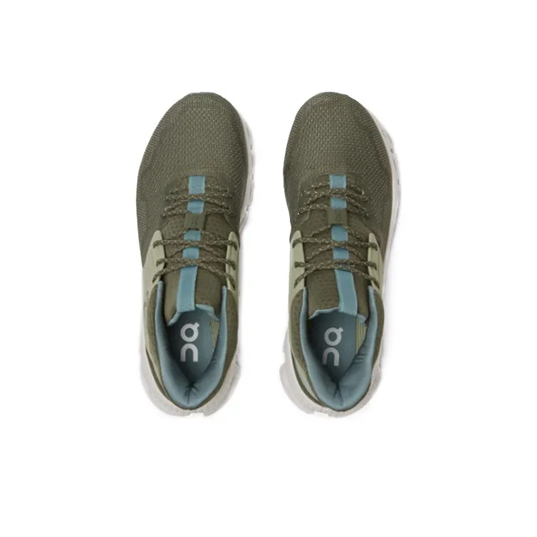 On Cloud Hi Running Shoes Men Low Top Gray Green-2
