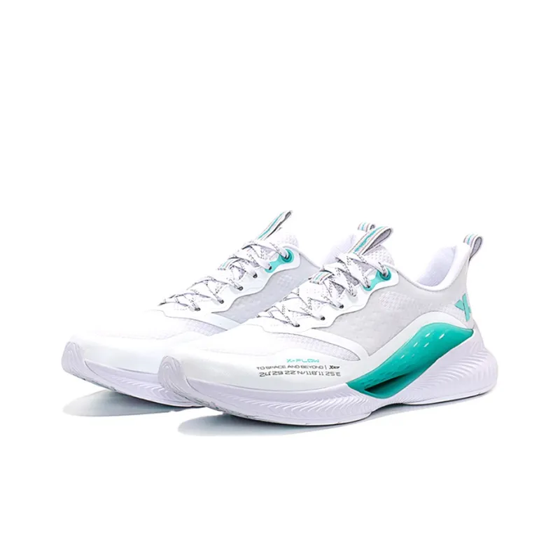 XTEP Qing Feng 4.0 Cushioning Anti Slip Wear Resistant Breathability Low Top Running Shoes White Green-2