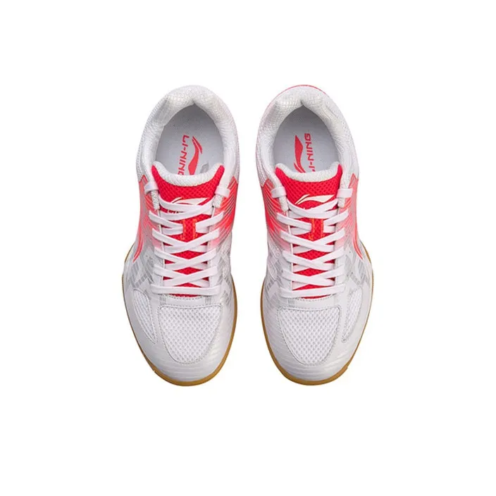 LiNing Cushioning Wear Resistant Low Top Running Shoes Women's Red White-3