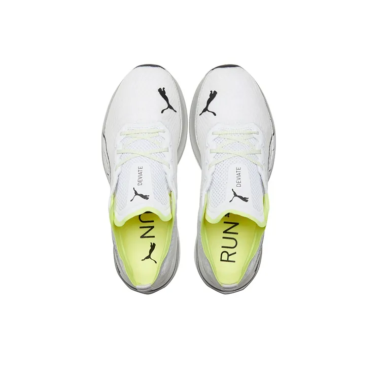 PUMA Deviate NITRO Cushioning, Breathable, Moisture Wicking Low Top Running Shoes Women's White Light Yellow-3