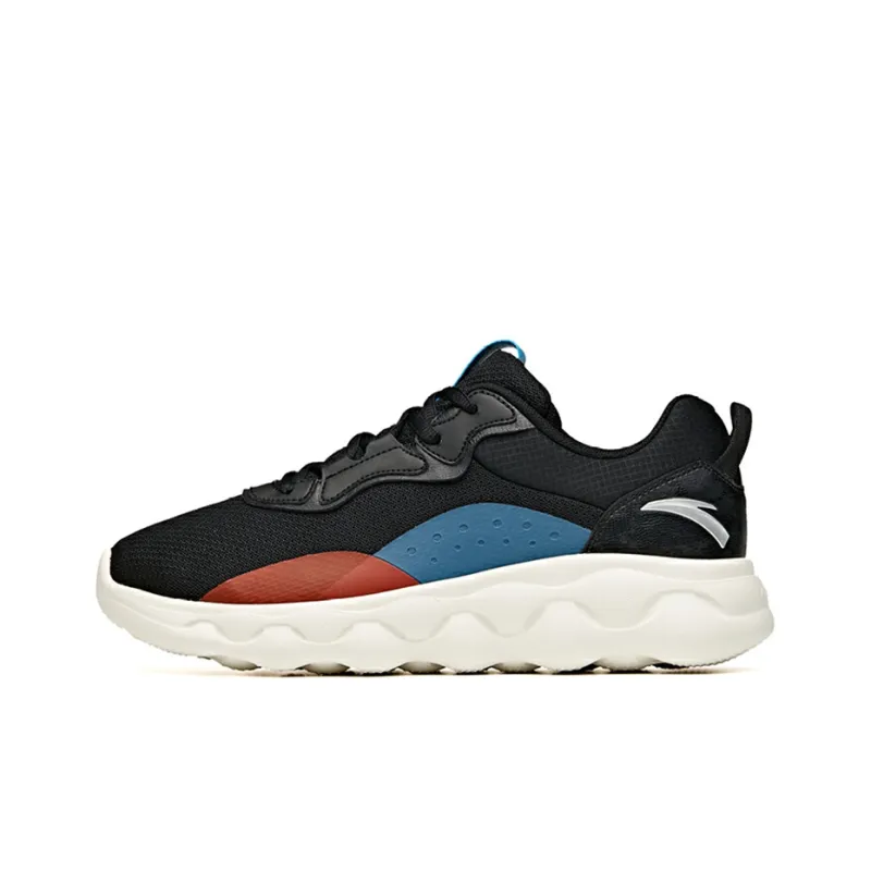 ANTA Running Shoes Men Low Top Black/Ice Blue/Red-0
