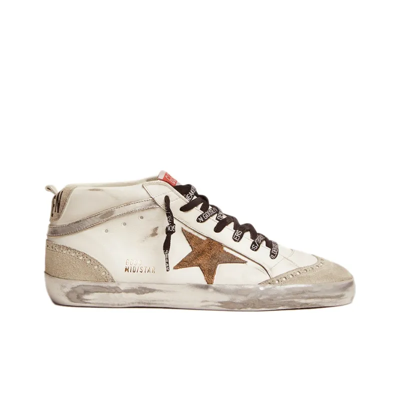 Golden Goose Mid Star Stylish Skateboarding Shoes Men's White Old-fashioned-1