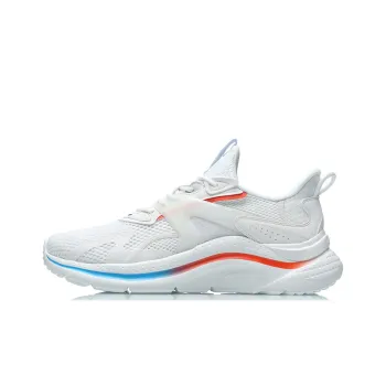 LiNing Liuyun Cushioning, Slip Resistant, And Abrasion Resistant Low Top Running Shoes White Blue Orange