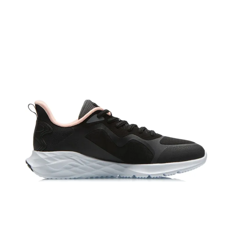 LiNing Cushioning Reflective Abrasion Resistant Slip Resistant Low Top Running Shoes Women's Gray Black-1